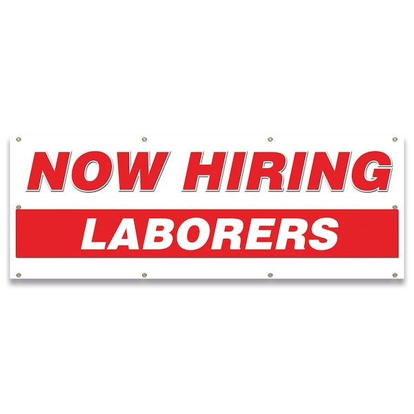 Now Hiring Laborers Banner Apply Inside Accepting Application Single Sided